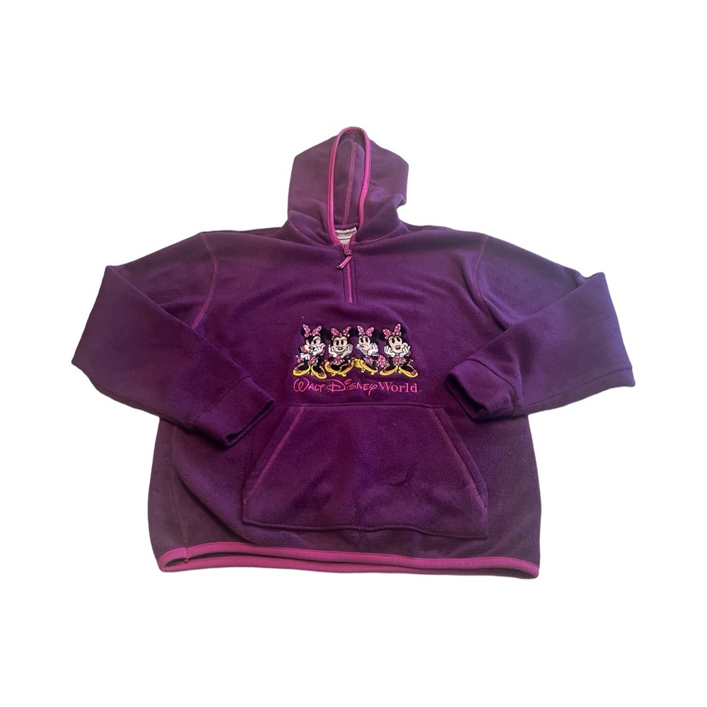 Vtg Walt Disney World Kids Minnie Mouse Fleece Purple Pullover Sweater Size XL